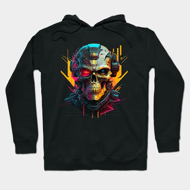 Futuristic Robotic Skull Hoodie by Open World Games